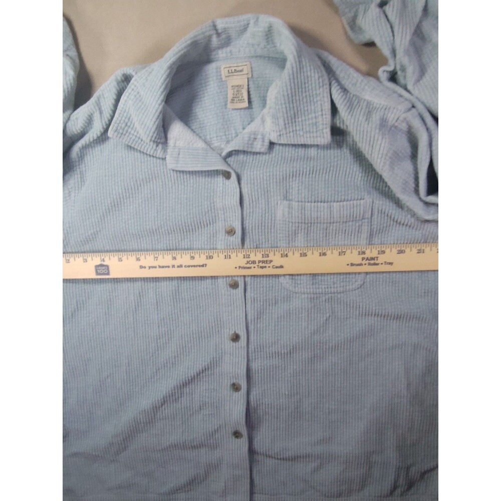 Large Vintage LL Bean Shacket Corduroy Pastel Blue 90s Y2K  Shirt Cotton - Picture 7 of 10